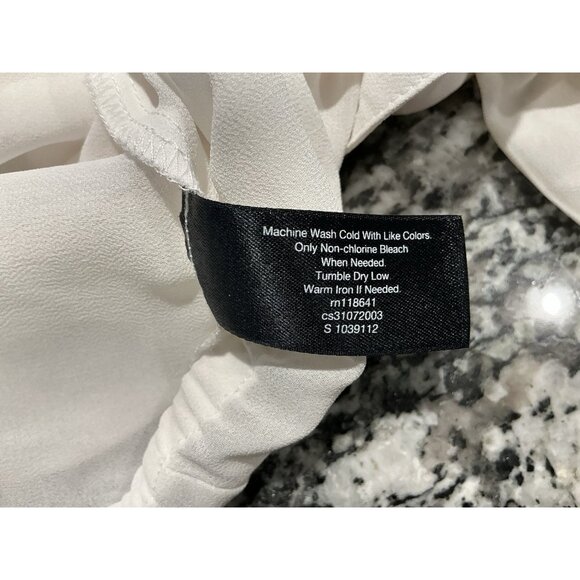 Lane Bryant Blouse 18/20 Winter White VNeck Pullover Stitched Design Clear Beads - Picture 6 of 7